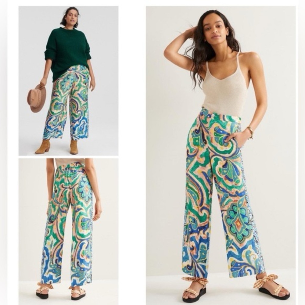 Maeve Rhiannon Satin Cropped Flare Pants from Anthropologie  Size 6